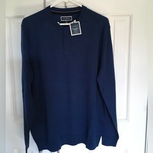 NWT Club Room Merino Wool Blend Sweater Navy Blue Size L